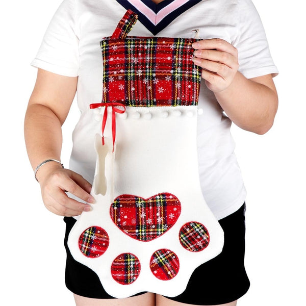 Mejor Pets Warm Plaid Christmas Stocking New Year Gift Bag for Pet Dog Cat