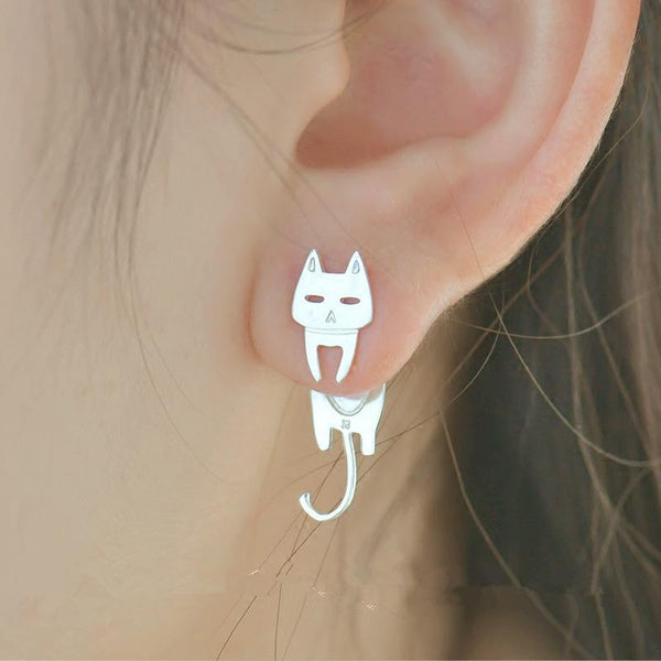 Mejor Pets Sterling Silver Cat Fish Stud Earrings