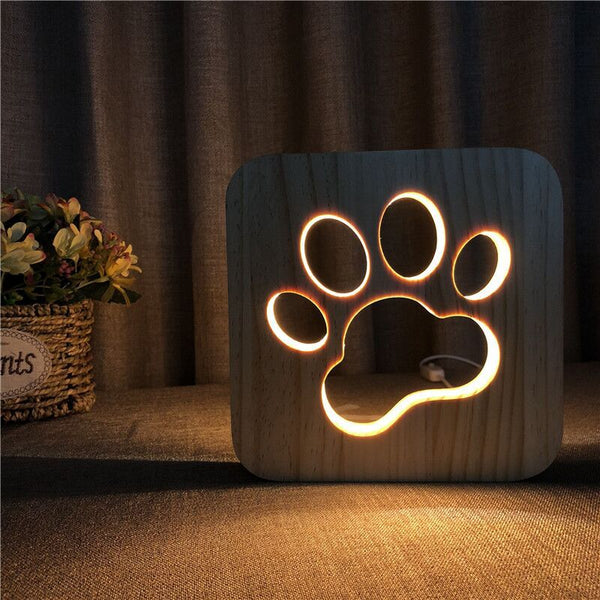 Mejor Pets Wooden Dog Paw Cat Animal Night Light