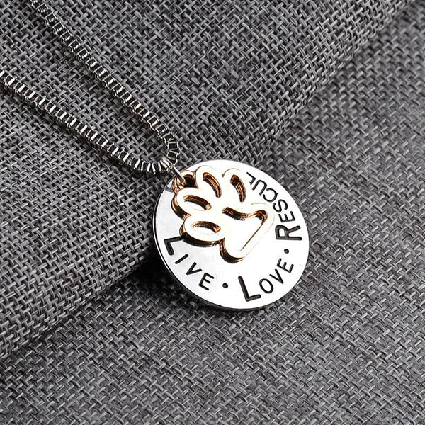 Mejor Pets LIVE LOVE RESCUE Paw Claw Pendant Necklace for Dog Lovers