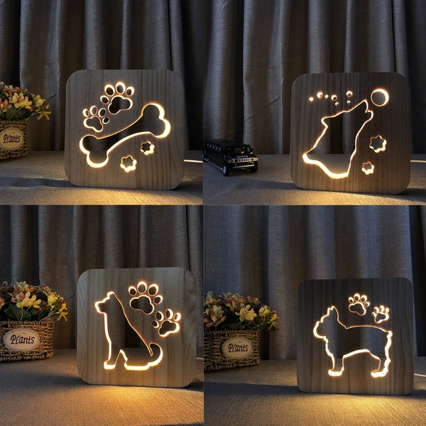 Mejor Pets Wooden Dog Paw Cat Animal Night Light