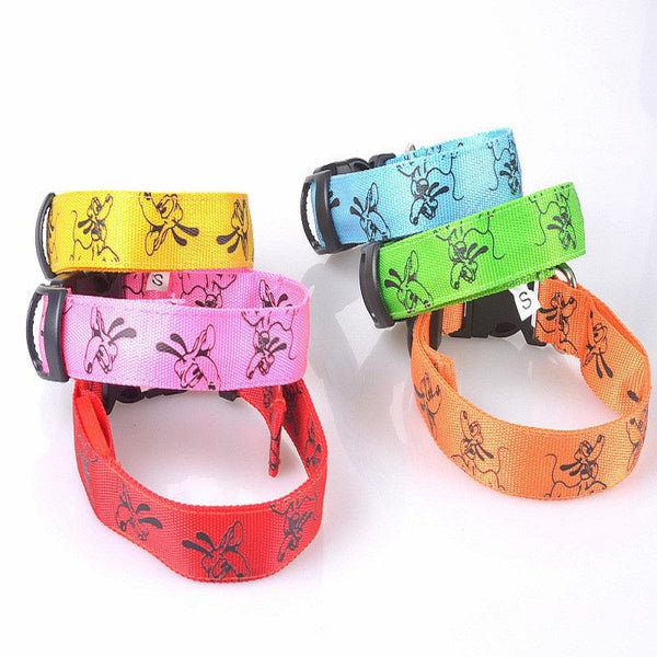 Mejor Pets Night Glowing LED Dog Collar Nylon Flash Safety Luminous