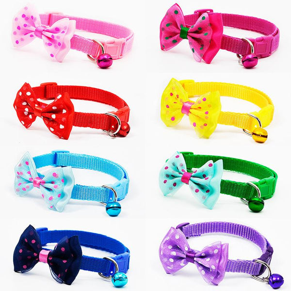 Mejor Pets Dog Adjustable Polyester Collars Pet Collars With Bowknot Bells