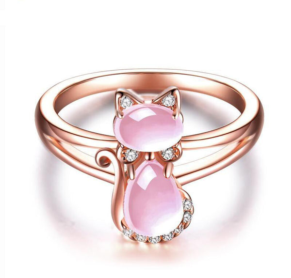 Mejor Pets Pet Cat CZ w/ Pink Opal ring
