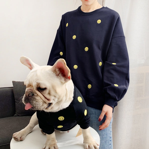 Mejor Pets Smile Face Family Matching Outfits Clothes For Dog Small Medium Dog Bulldog Coat Jacket Spring Dog Women Hoodie Shirt Pajamas