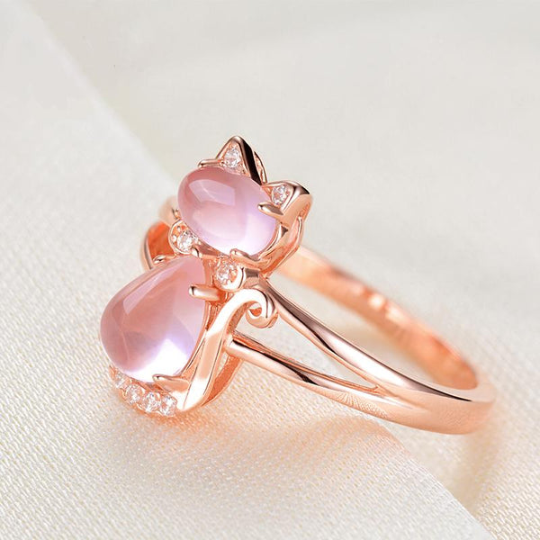 Mejor Pets Pet Cat CZ w/ Pink Opal ring