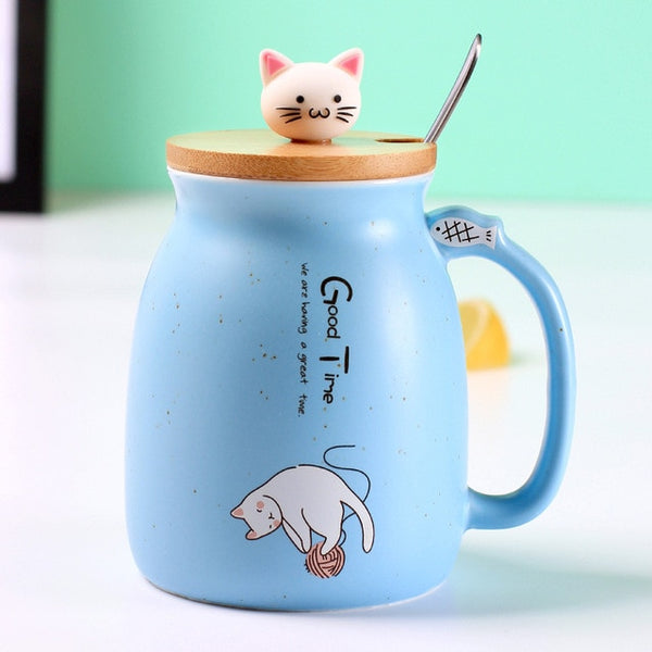 Mejor Pets Color Cat heat-resistant Mug cartoon with lid