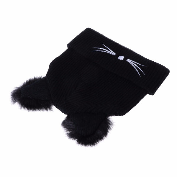 Mejor Pets Pet Cat Ears Women Hat Knitted Acrylic Warm Winter Beanie Caps Crochet Fur