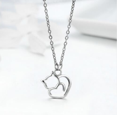 Mejor Pets Sterling Silver Lovely Cat Pendant Necklace