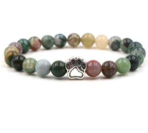Pawprint 8mm Colourful Natural Stone Beads Bracelets