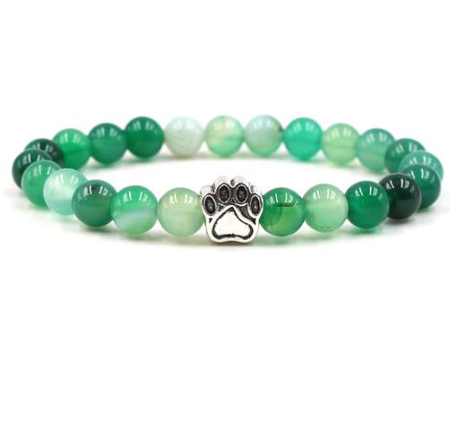 Pawprint 8mm Colourful Natural Stone Beads Bracelets