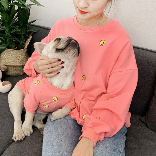 Mejor Pets Smile Face Family Matching Outfits Clothes For Dog Small Medium Dog Bulldog Coat Jacket Spring Dog Women Hoodie Shirt Pajamas