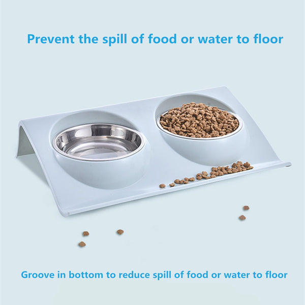 Mejor Pets Dog Food Double Bowl Pet Products Stainless Steel Pet Bowl Pet Feeding Tool