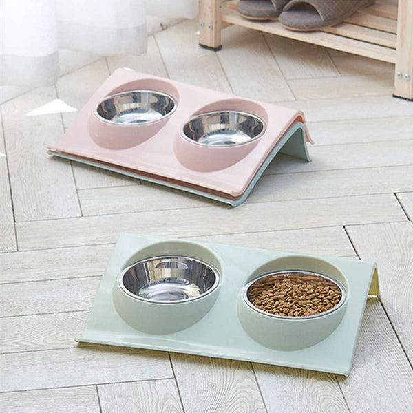 Mejor Pets Dog Food Double Bowl Pet Products Stainless Steel Pet Bowl Pet Feeding Tool