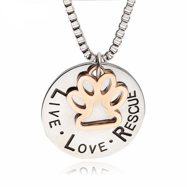 Mejor Pets LIVE LOVE RESCUE Paw Claw Pendant Necklace for Dog Lovers