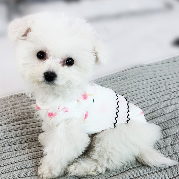 Mejor Pets Spring Pet Summer Clothes for Dogs Puppy Cartoon Printing Lace Cute Pet Vest Tshirt.
