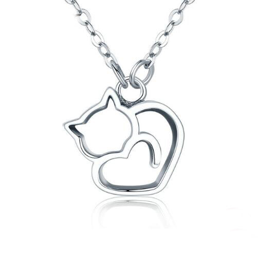 Mejor Pets Sterling Silver Lovely Cat Pendant Necklace