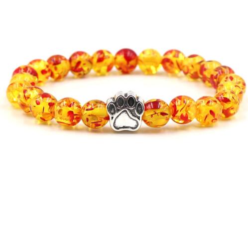 Pawprint 8mm Colourful Natural Stone Beads Bracelets