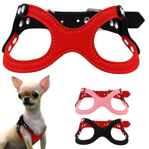 Soft Suede Leather Small Dog Harness for Puppies