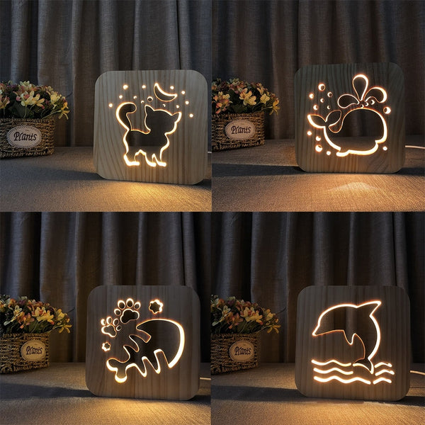 Mejor Pets Wooden Dog Paw Cat Animal Night Light