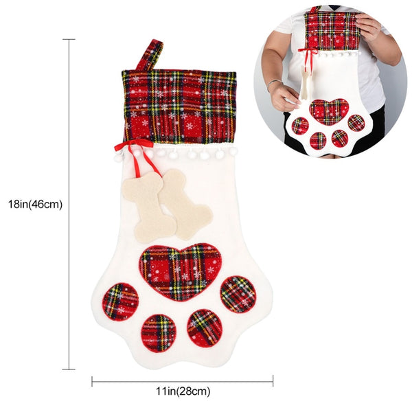 Mejor Pets Warm Plaid Christmas Stocking New Year Gift Bag for Pet Dog Cat