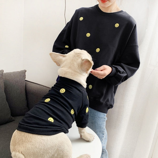 Mejor Pets Smile Face Family Matching Outfits Clothes For Dog Small Medium Dog Bulldog Coat Jacket Spring Dog Women Hoodie Shirt Pajamas