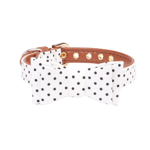 Mejor Pets Dot Small Dog Collar Bandana Soft Leather Dog Leash Cute Bow Cat Collar Pet Teacup.