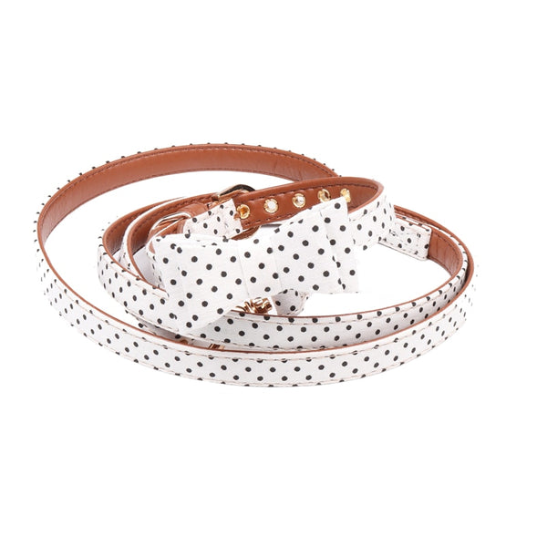 Mejor Pets Dot Small Dog Collar Bandana Soft Leather Dog Leash Cute Bow Cat Collar Pet Teacup.