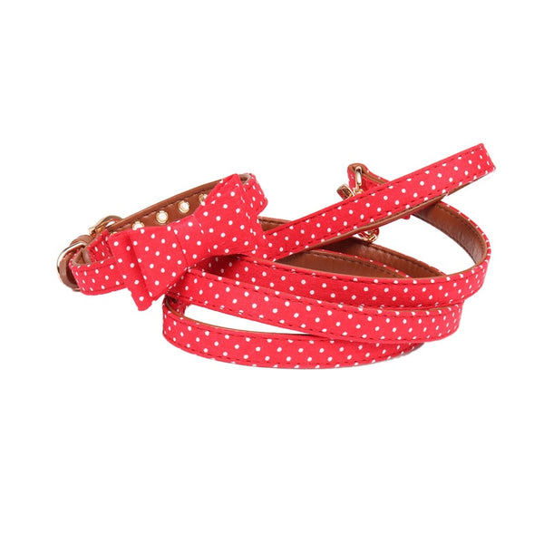 Mejor Pets Dot Small Dog Collar Bandana Soft Leather Dog Leash Cute Bow Cat Collar Pet Teacup.