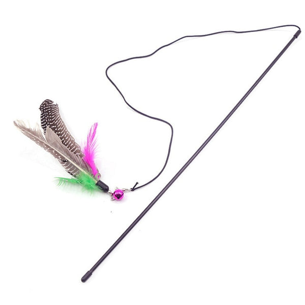 Mejor Pets Pet Cat Toy Interactive Toy Stick Feather Wand With Small Bell Mouse Cage Toys