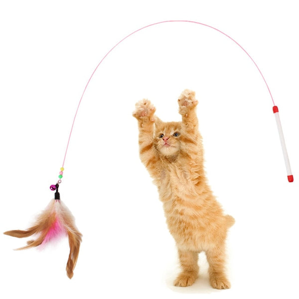 Mejor Pets Pet Cat Toy Interactive Toy Stick Feather Wand With Small Bell Mouse Cage Toys