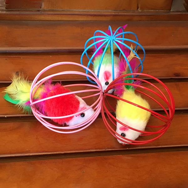 Mejor Pets Cat Toys 3Pcs Interactive Toy Feather Ball With Bell Mouse Cage Toys