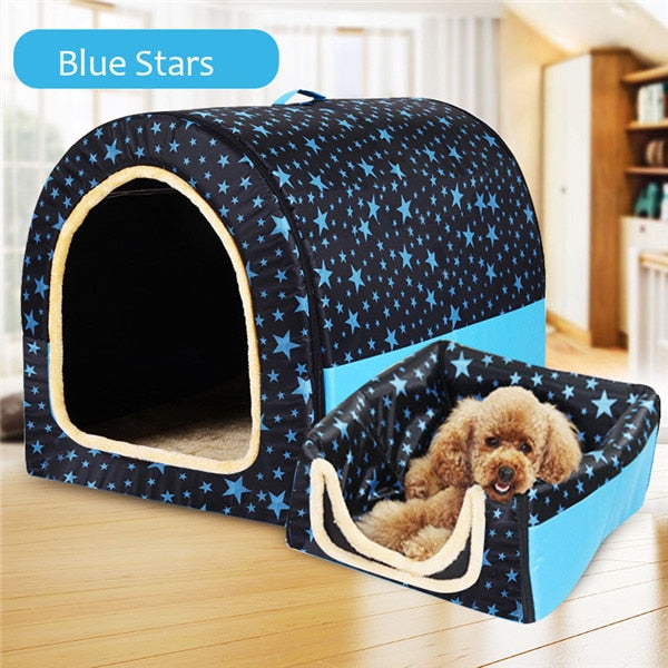 Mejor Pets New Warm Dog House Comfortable Print Stars Kennel
