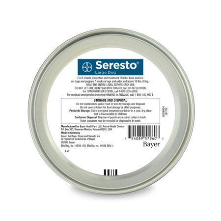 Seresto Flea and Tick Prevention Collar for Large Dogs, 8 Month Flea and Tick Prevention
